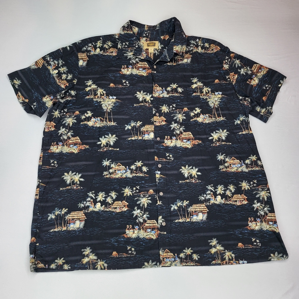 The Foundry Supply Co. Navy Tropical Print Short-Sleeve Button-Down Shirt